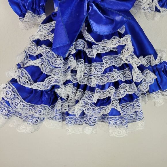 Handmade Royal Blue Tafetta And‎ Lace Pageant Holiday Dress - Picture 10 of 15